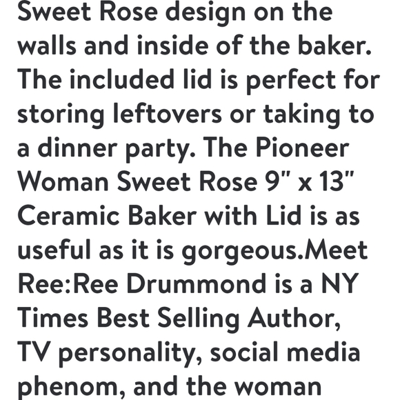 ❤️ New Pioneer Woman Sweet Rose Ceramic 9 x 13" Baker with Lid - Picture 3 of 7